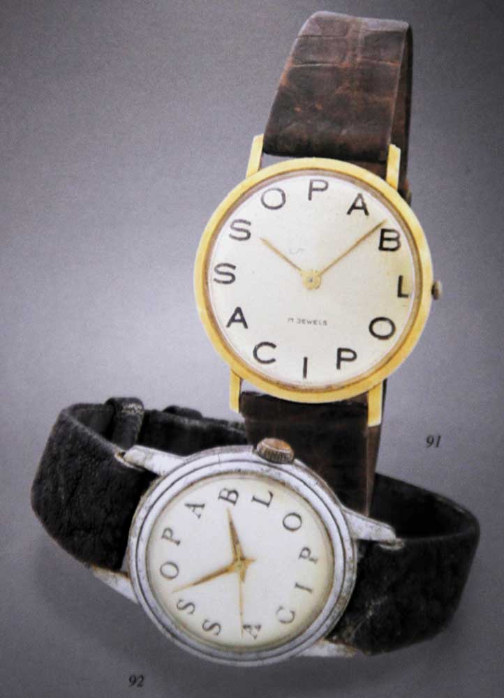 These unique Picasso-dial watches were offered for sale in 2010 before being removed from the Blanchet et Associés auction catalogue at the request of the Pablo Picasso Estate