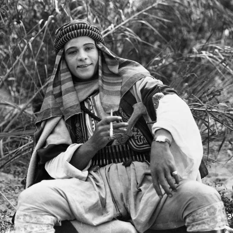 Rudolph Valentino in costume for the 1926 film, Son of the Sheik