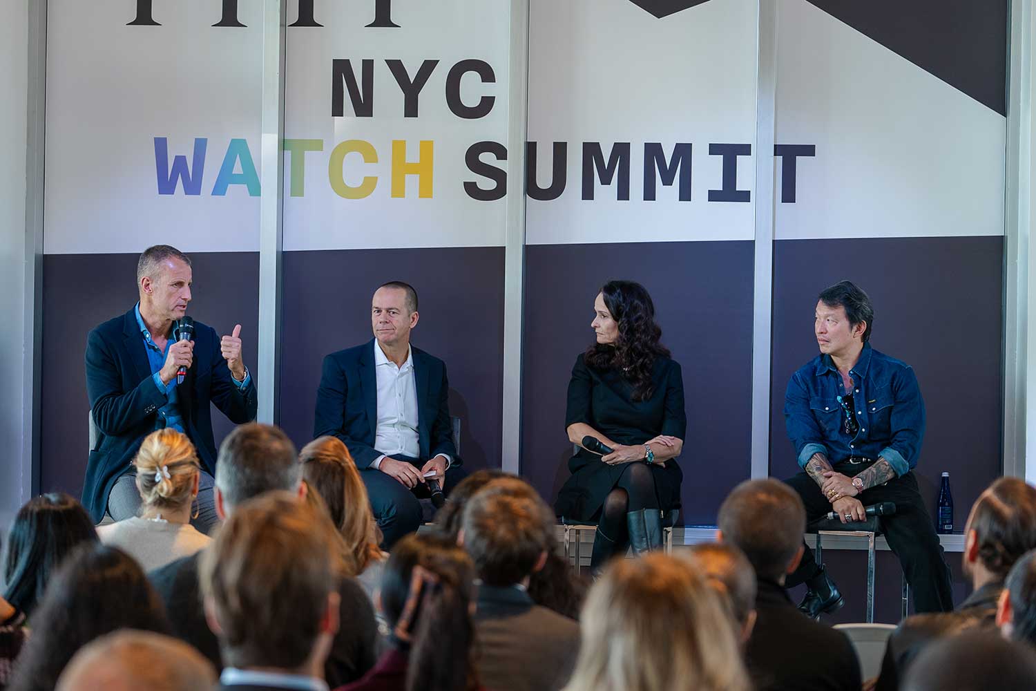 Patrick Pruniaux, Co-founder, Chairman and CEO of Sowind Group, Jean-Emmanuel Biondi, Head of Fashion & Luxury, Deloitte Consulting US, Tracey Llewellyn, Global Editorial Director Revolution, Wei Koh, Founder of Revolution and The Rake Magazines (Image Credit: Alex Merillou)