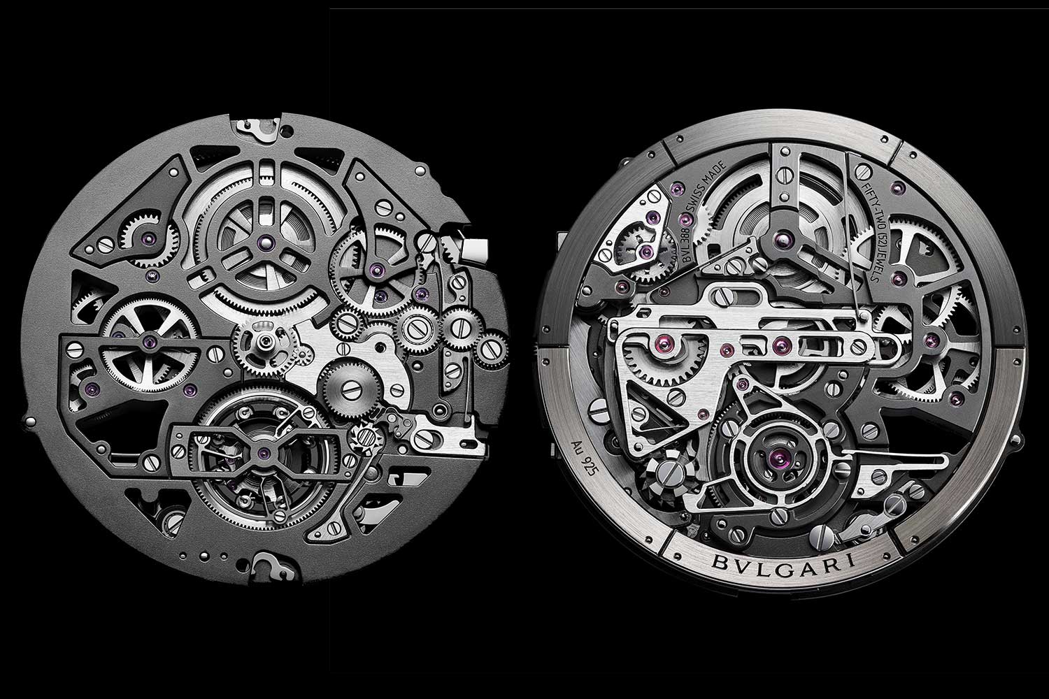 The dial side and caseback side of Caliber BVL 388