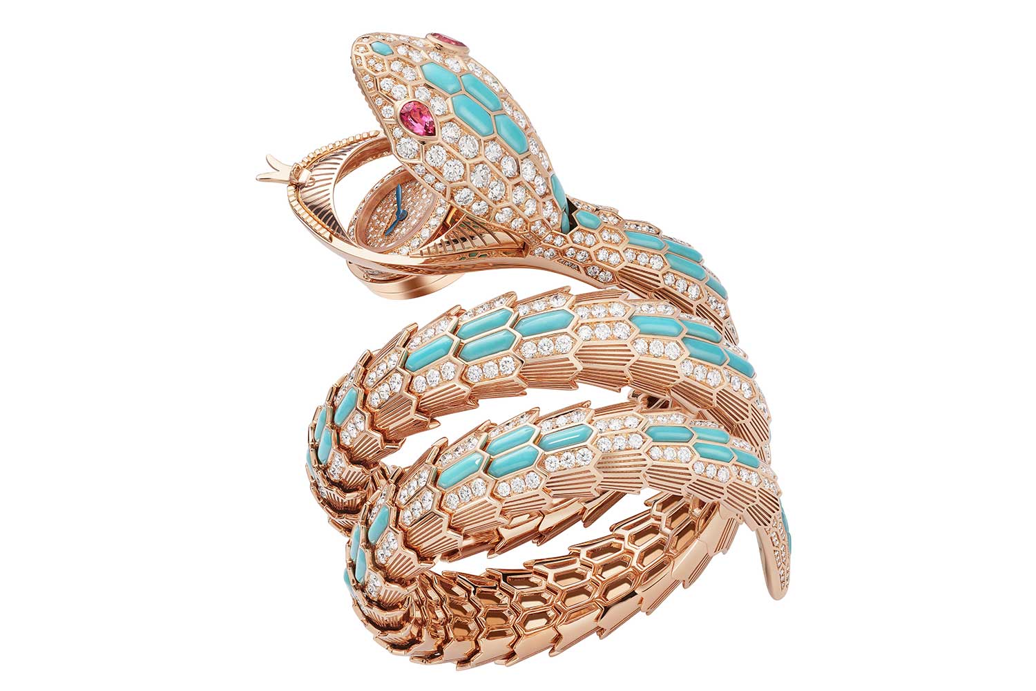 The dainty Piccolissimo Caliber BVL 100 powers the watch tucked away in the head of the Serpenti Misteriosi