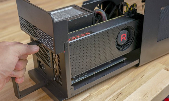 An AMD graphics card in an external GPU enclosure.